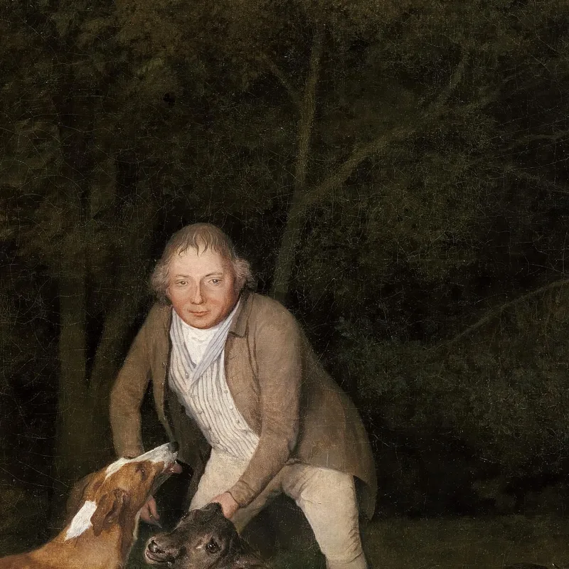 Freeman El Guardabosques Del Conde De Clarendon Con Una Gama Moribunda Y Un Perro De Caza 1800 George Stubbs