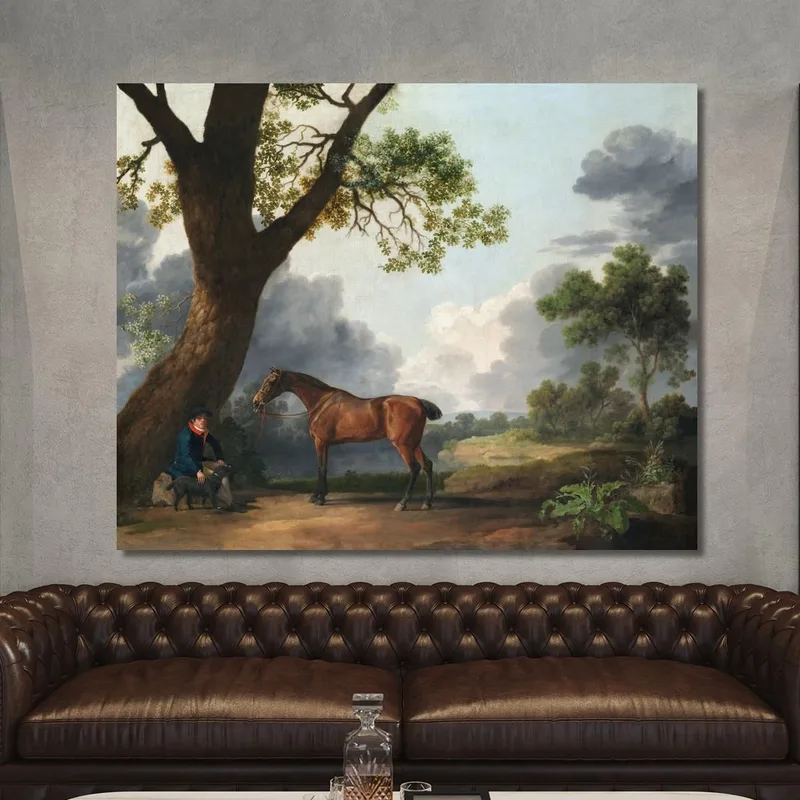 El Cazador Del Tercer Duque De Dorset Con Un Mozo De Cuadra Y Un Perro 1768 George Stubbs