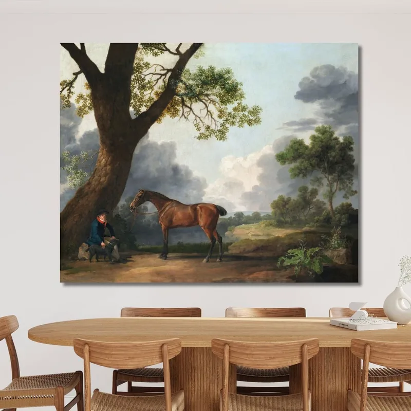 El Cazador Del Tercer Duque De Dorset Con Un Mozo De Cuadra Y Un Perro 1768 George Stubbs