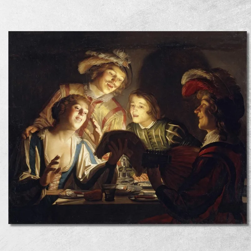 Gruppo Musicale A Lume Di Candela Gerard van Honthorst quadro stampa su tela