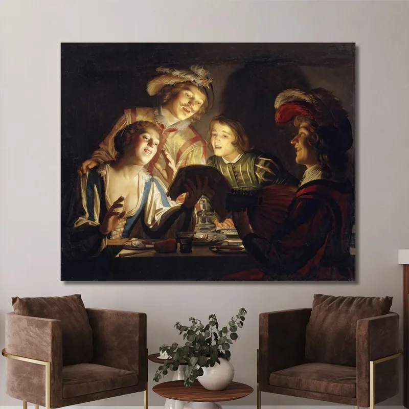 Gruppo Musicale A Lume Di Candela Gerard van Honthorst quadro stampa su tela