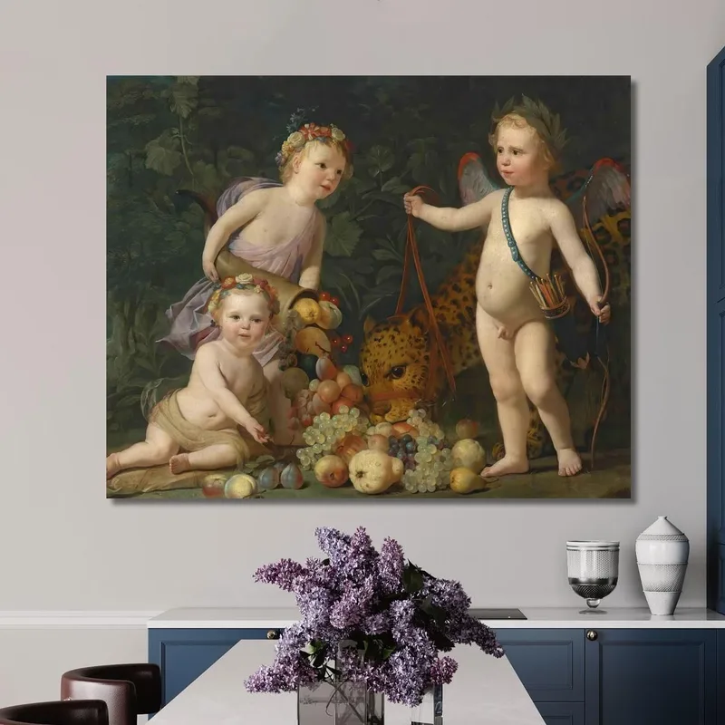 Tre Bambini Con Frutta E Un Giaguaro Gerard van Honthorst