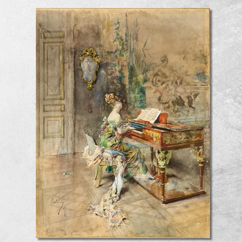 Pianist In 18Th Century Dress Giovanni Boldini