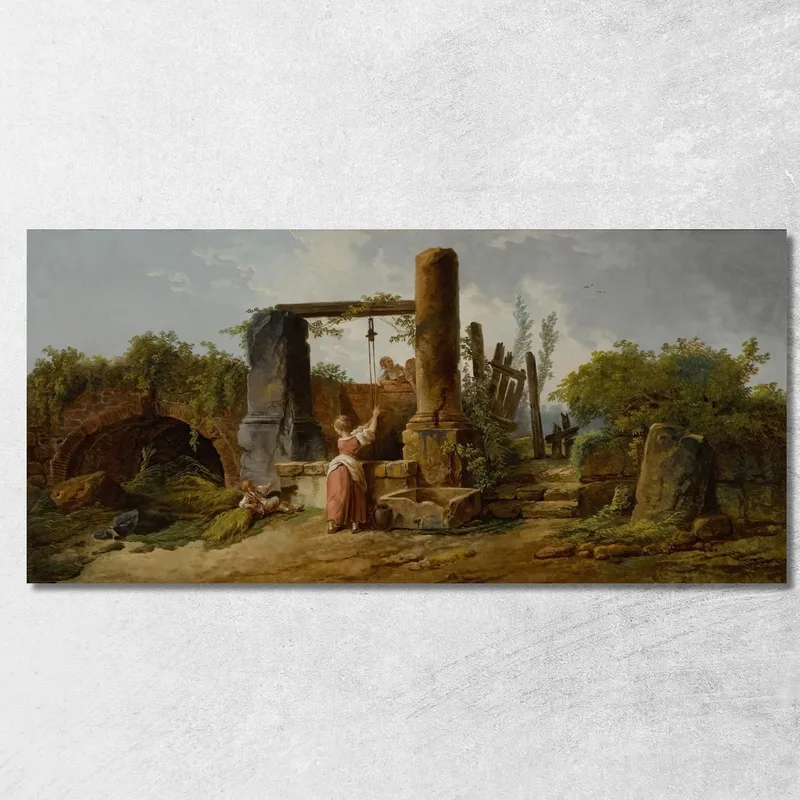 Eine Bäuerin An Einem Brunnen Hubert Robert drucken auf leinwand