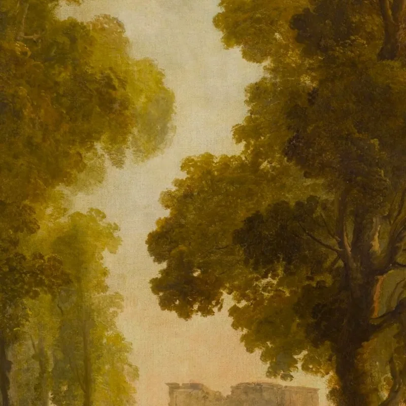 Lavanderas En Un Paisaje Con Un Grupo De Pastores Delante De Una Avenida De Árboles Hubert Robert