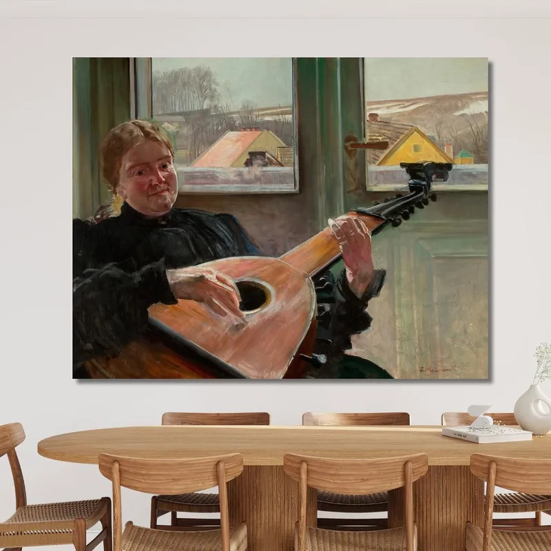Portrait De La Sœur De L'Artiste Helena Avec Un Luth Jacek Malczewski