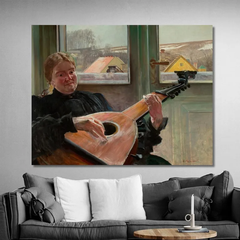 Portrait De La Sœur De L'Artiste Helena Avec Un Luth Jacek Malczewski