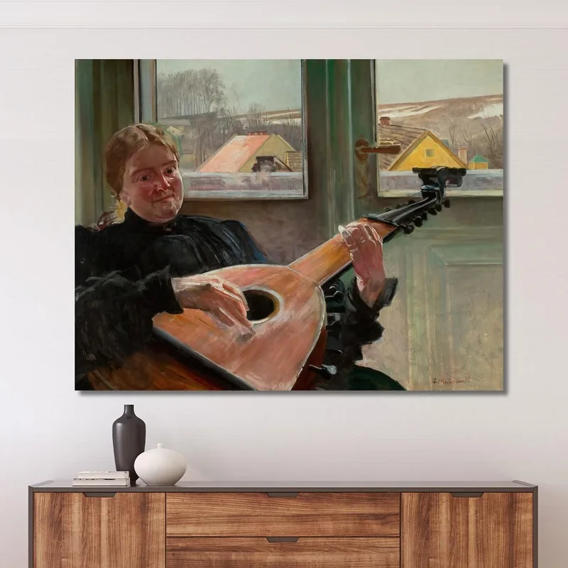 Portrait De La Sœur De L'Artiste Helena Avec Un Luth Jacek Malczewski