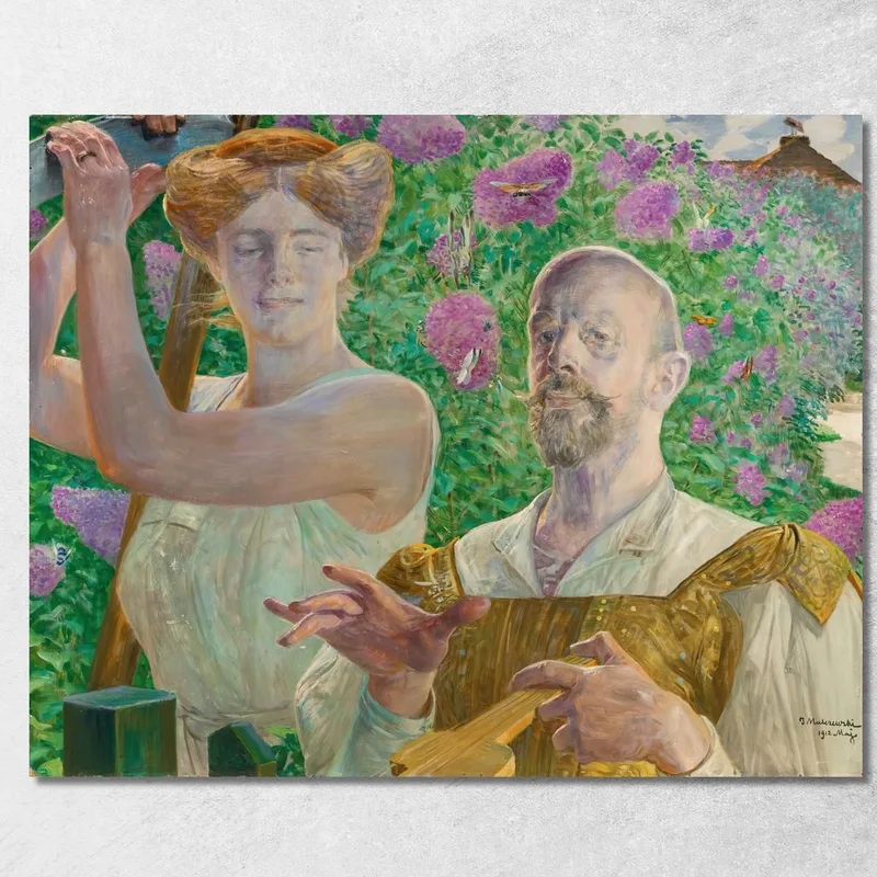 Selbstporträt Mit Muse Und Sommerflieder Jacek Malczewski