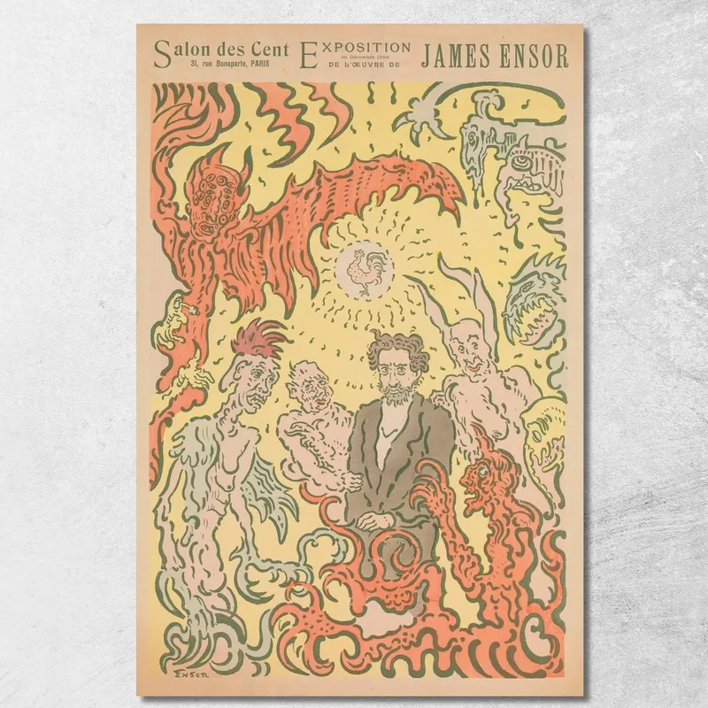 Demonios Burlándose De Mí Cartel De La Exposición De James Ensor En El Salon Des Cent En París James Ensor