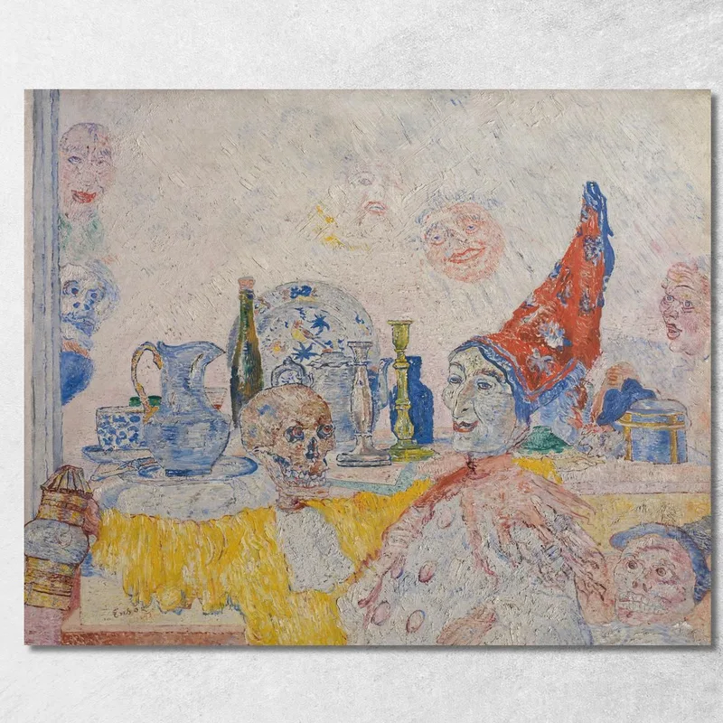 Pierrot Y Esqueleto Con Túnica Amarilla James Ensor
