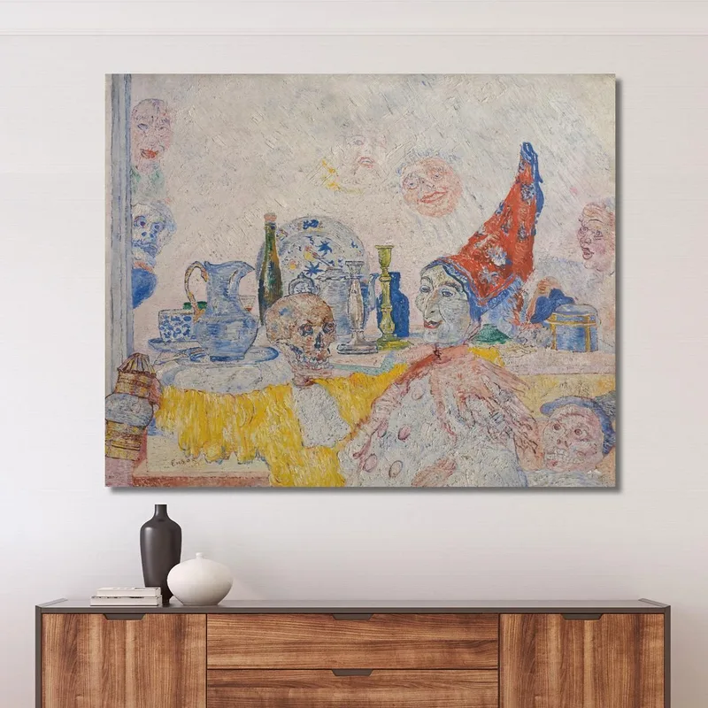 Pierrot Y Esqueleto Con Túnica Amarilla James Ensor