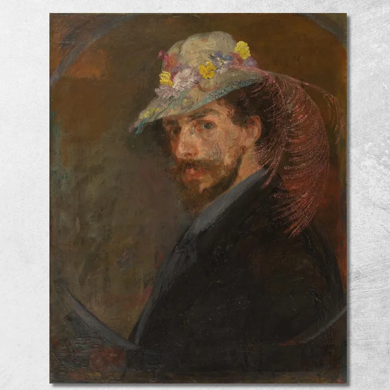 Autoportrait Avec Chapeau Fleuri James Ensor