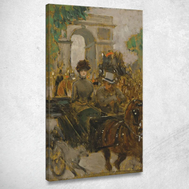 Carrozza Sull'Avenue Du Bois Parigi James Tissot quadro stampa su tela