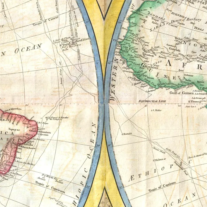Painting Historical World Map With Astronomical Projection And Geopolitical Details