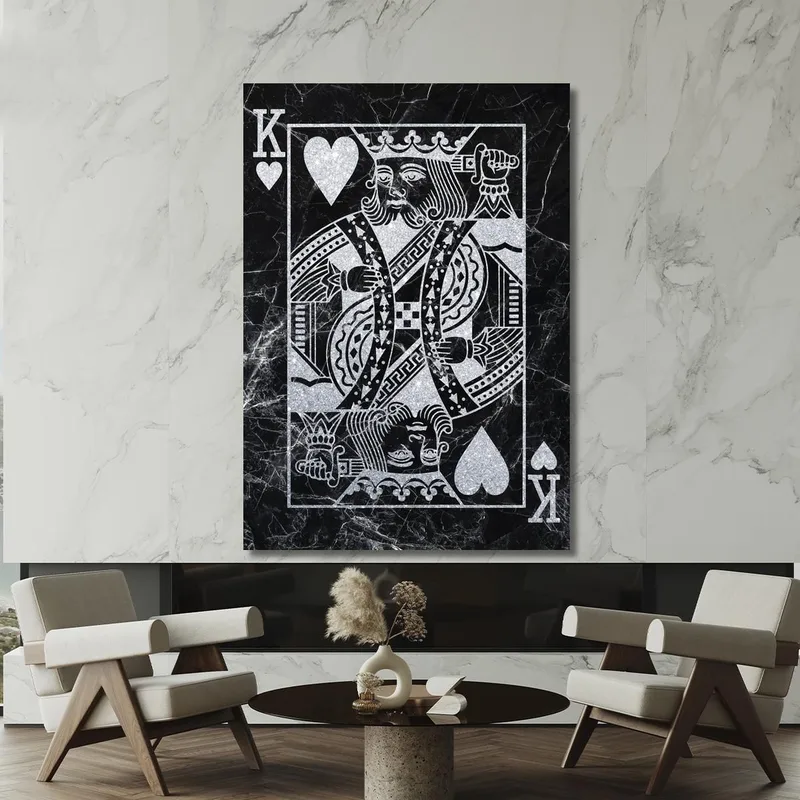 Quadro Carte Da Gioco Re Di Cuori Argento