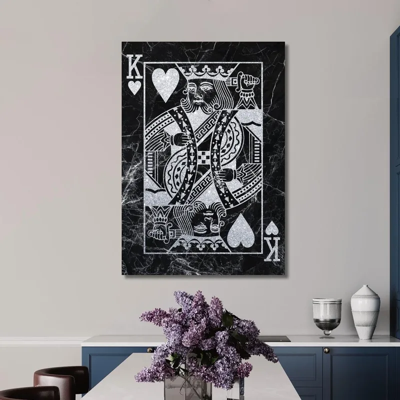 Quadro Carte Da Gioco Re Di Cuori Argento