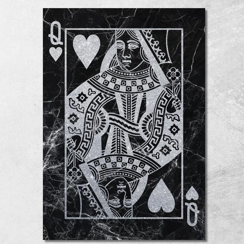 Quadro Carte Da Gioco Regina Di Cuori Argento quadro stampa su tela