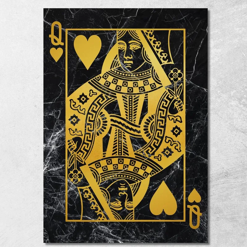 Quadro Carte Da Gioco Regina Di Cuori Oro quadro stampa su tela