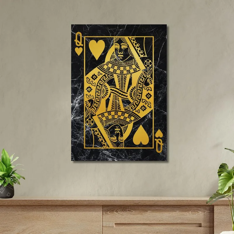 Quadro Carte Da Gioco Regina Di Cuori Oro
