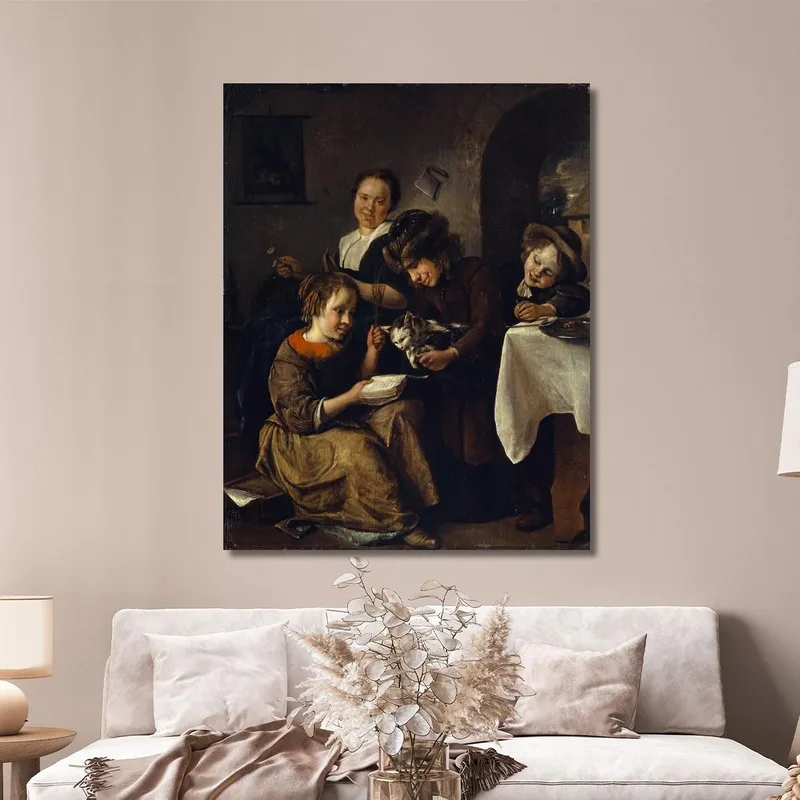 Des Enfants Apprenant À Un Chat À Lire Jan Steen