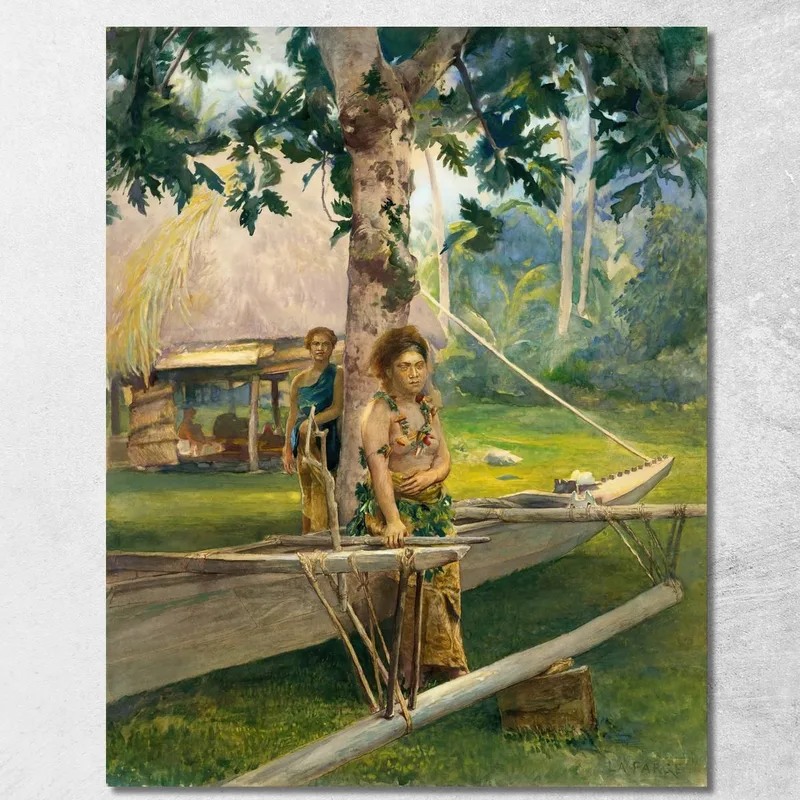 Porträt Von Faase, Der Taupo Oder Offiziellen Jungfrau Von Fagaloa Bay Und Ihrer Duenna Aus Samoa John La Farge drucken auf leinwand