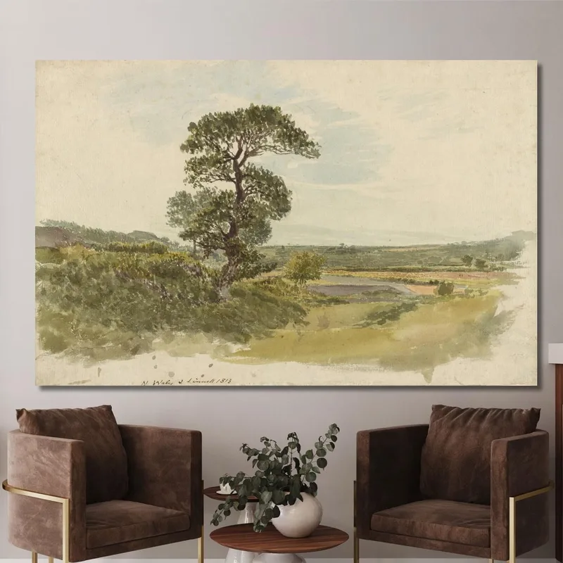 Paisaje En Snowdonia Con Un Árbol En Primer Plano John Linnell