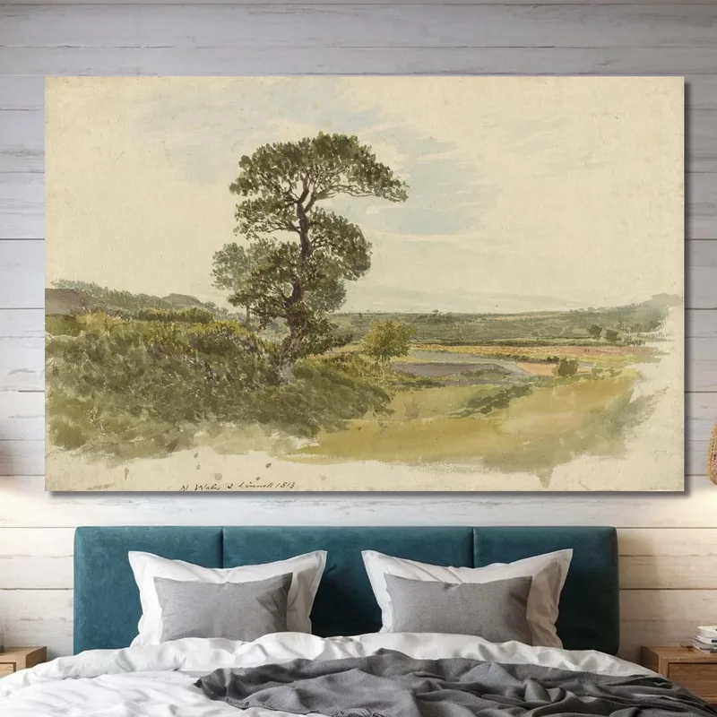 Paisaje En Snowdonia Con Un Árbol En Primer Plano John Linnell