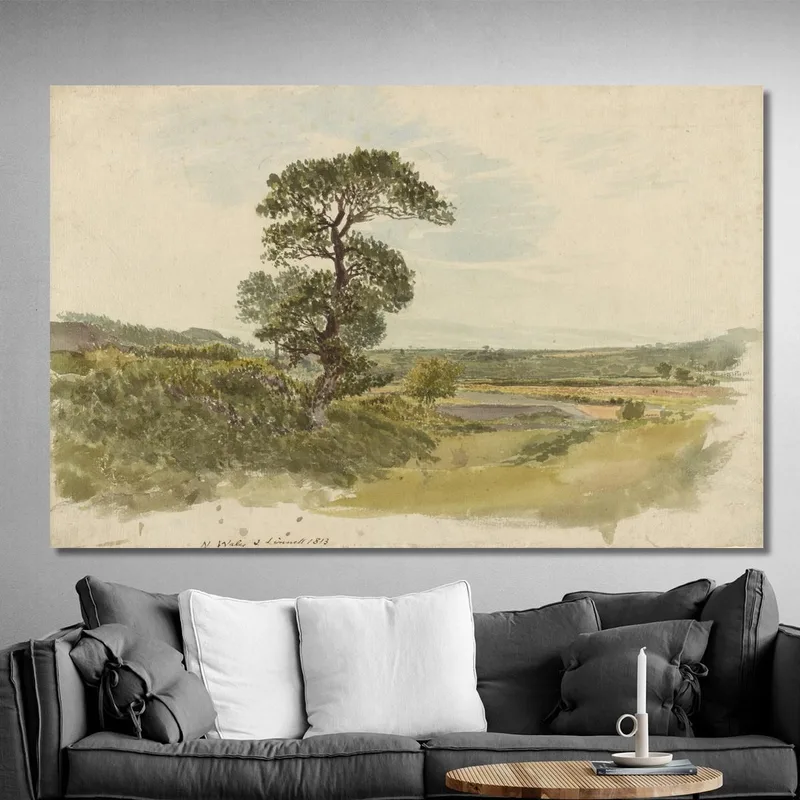Paisaje En Snowdonia Con Un Árbol En Primer Plano John Linnell