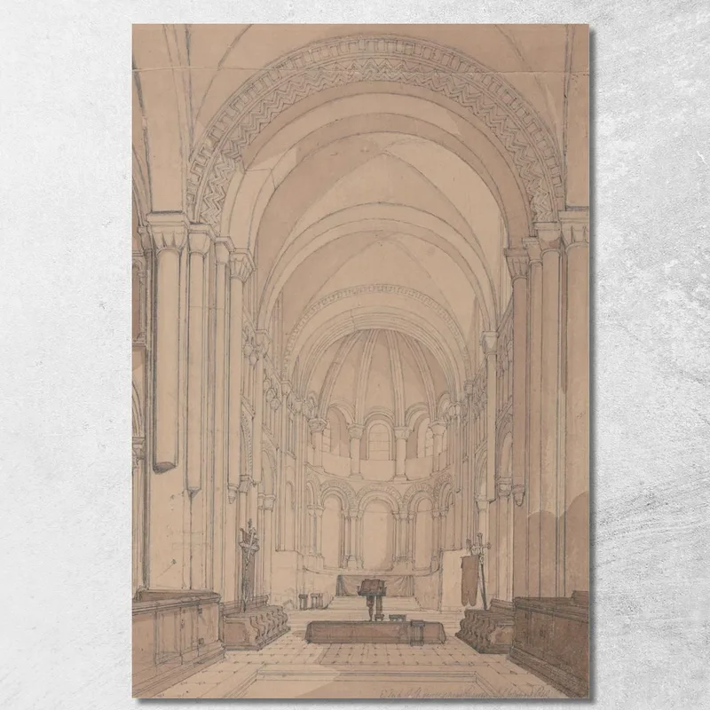 Estremità Est Della Chiesa Abbaziale Di Saint-Georges De Boscherville Vicino A Rouen, Normandia John Sell Cotman quadro stampa su tela
