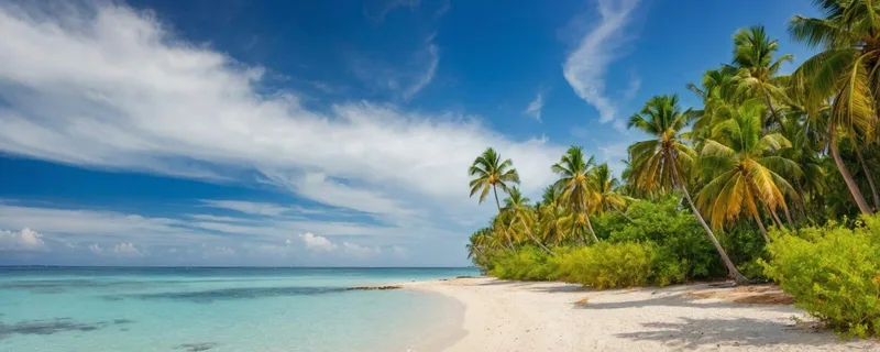 Meereslandschaftsmalerei Bezaubernder Strand Mit Palmen Und Klarem Meer