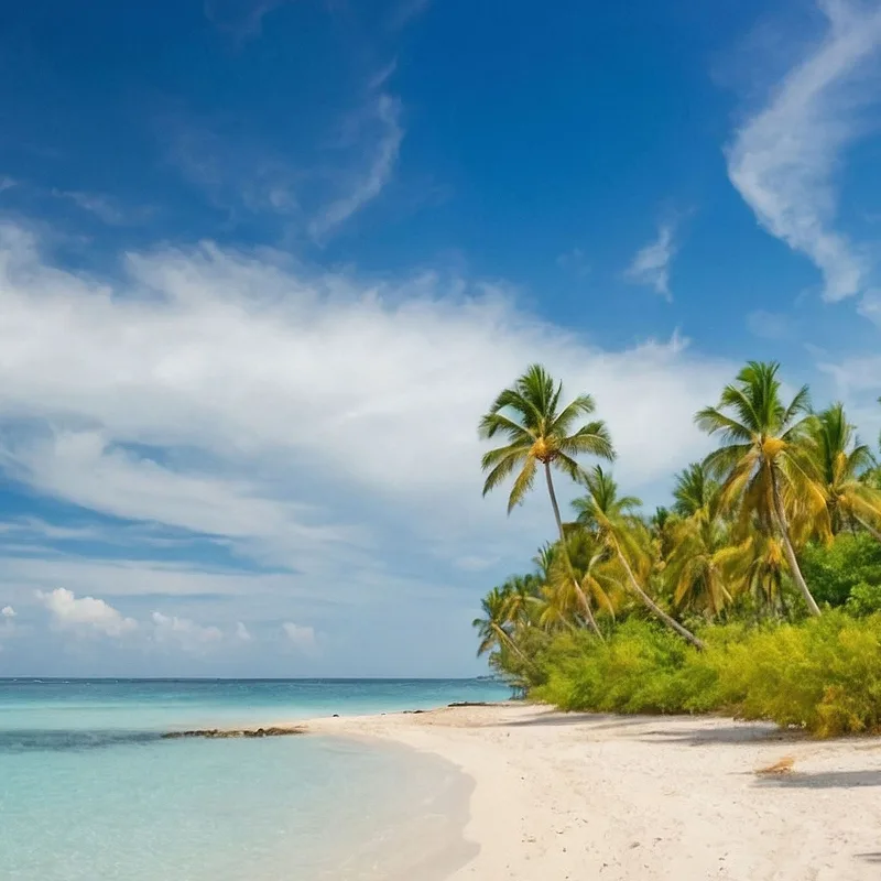 Meereslandschaftsmalerei Bezaubernder Strand Mit Palmen Und Klarem Meer