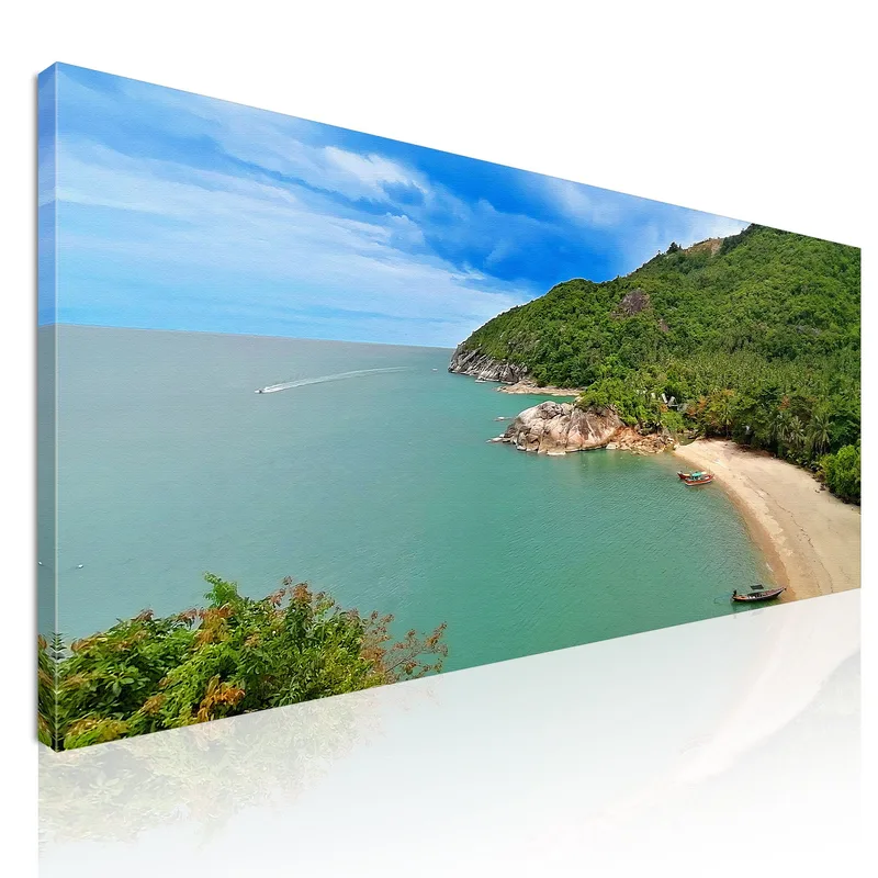 Quadro Paesaggio Mare Vista Di Koh Phangan Con Spiaggia Tranquilla E Colline Verdi quadro stampa su tela