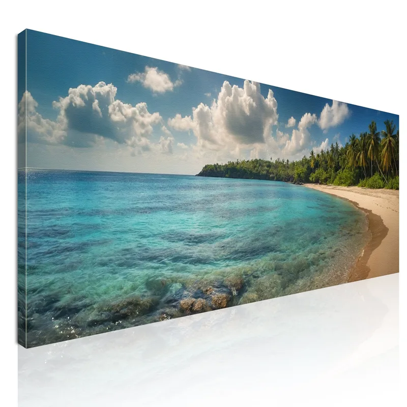 Quadro Paesaggio Mare Spiaggia Tropicale Con Acque Limpide E Verde Rigoglioso quadro stampa su tela