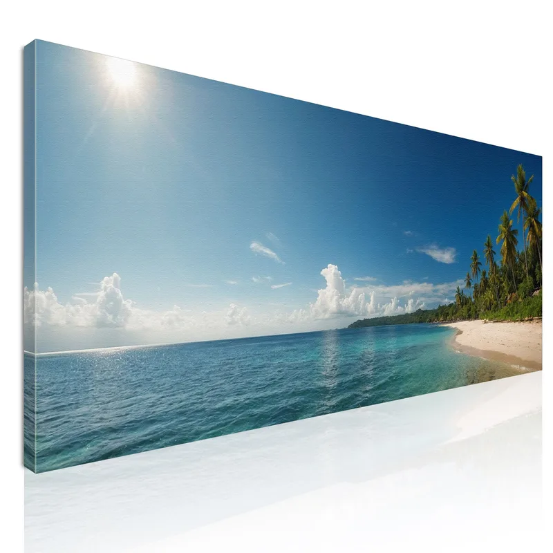 Quadro Paesaggio Mare Acque Blu E Palme Su Spiaggia Tropicale quadro stampa su tela