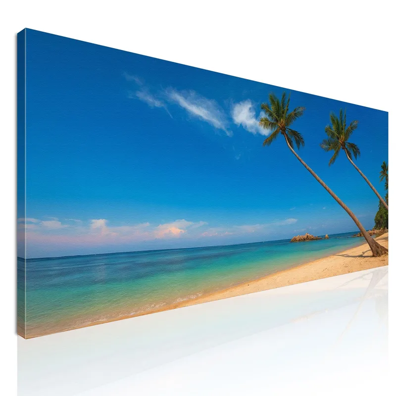 Quadro Paesaggio Mare Spiagge Tropicali Con Palme, Mare Azzurro E Cielo Limpido quadro stampa su tela