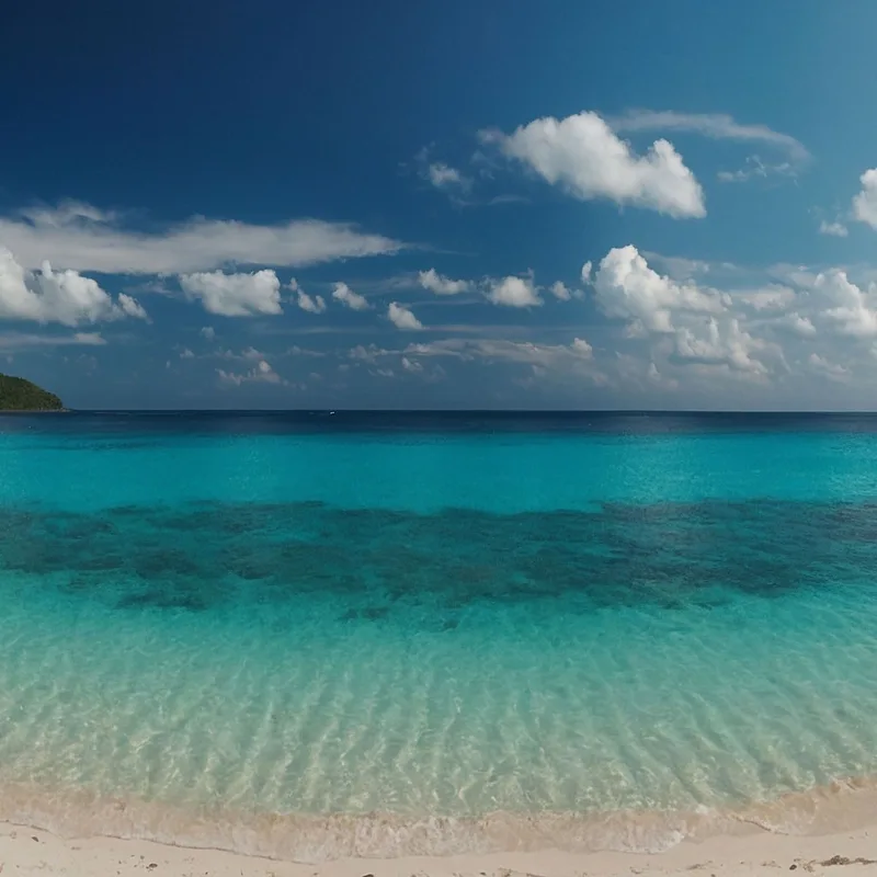 Quadro Paesaggio Mare Cielo Azzurro E Mare Limpido Su Spiaggia Tropicale