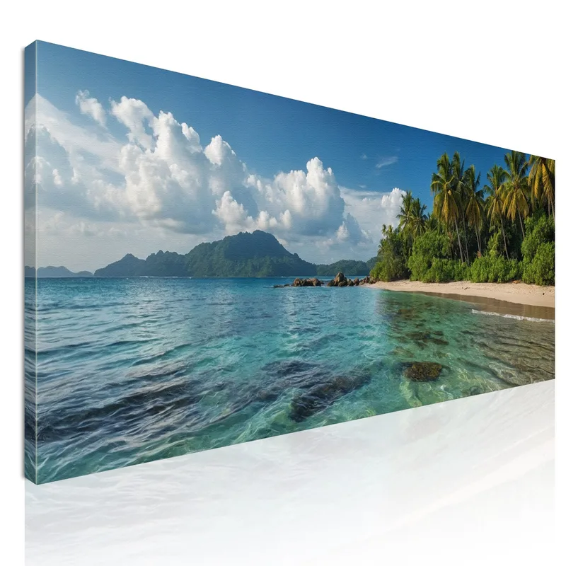 Quadro Paesaggio Mare Spiaggia Tropicale Con Sabbia Chiara E Acque Trasparenti quadro stampa su tela