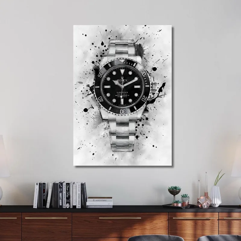 Modernes Uhrenbild Rolex Submariner Schwarz-Weiß Explosion