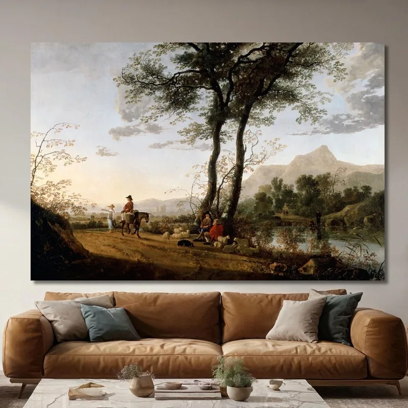 Eine Straße In Der Nähe Eines Flusses​ Aelbert Cuyp