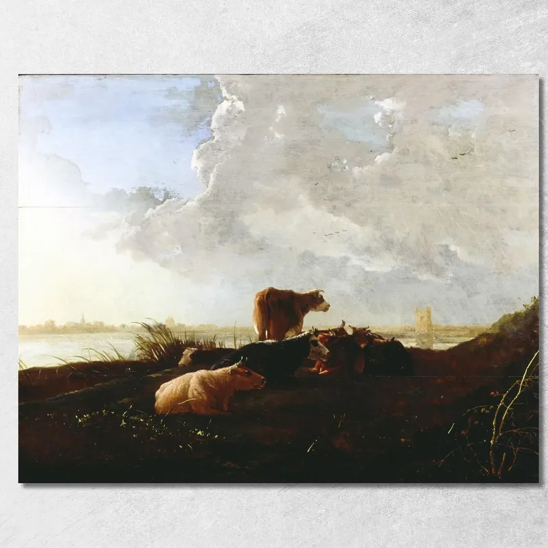 Bestiame Vicino A Un Fiume 2 Aelbert Cuyp quadro stampa su tela