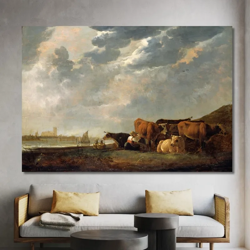 Vieh In Der Nähe Der Maas Mit Dordrecht In Der Ferne​ Aelbert Cuyp
