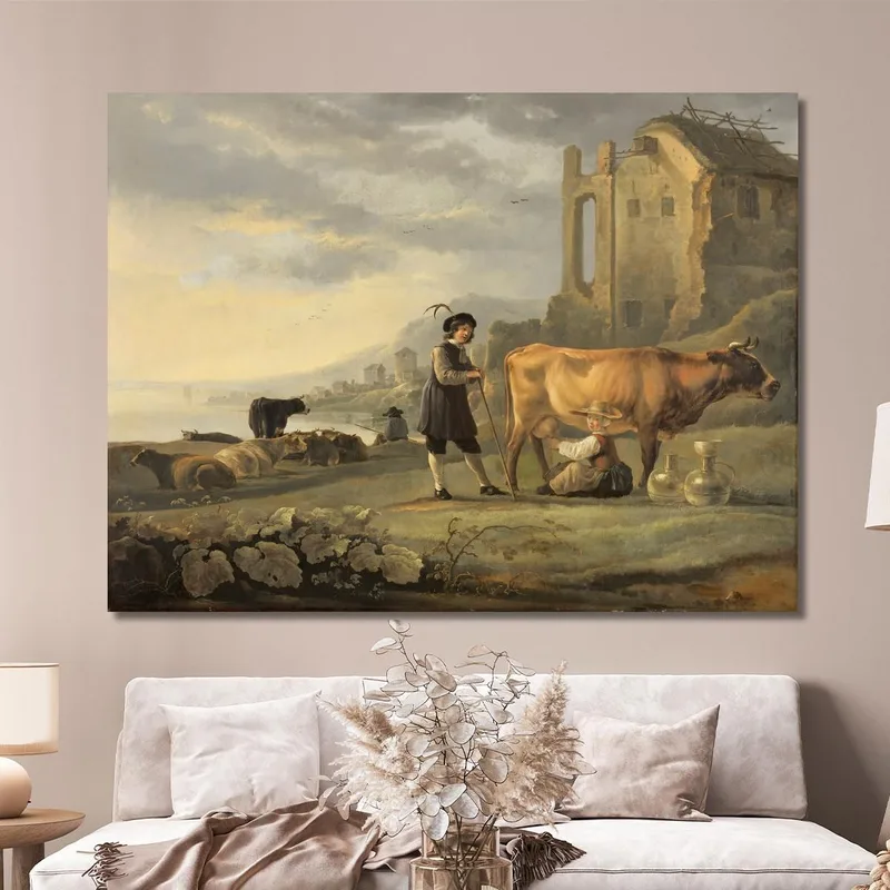 Landschaft Mit Magd Die Eine Kuh Melkt​ Aelbert Cuyp