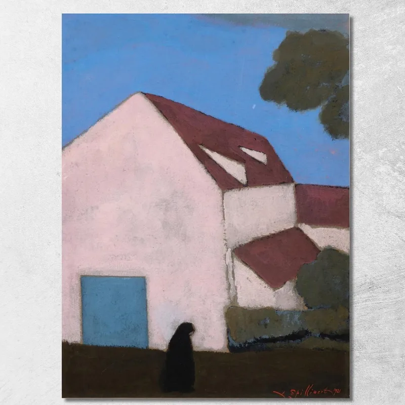 Pink Facade Farmhouse Silhouette Of Woman Léon Spilliaert