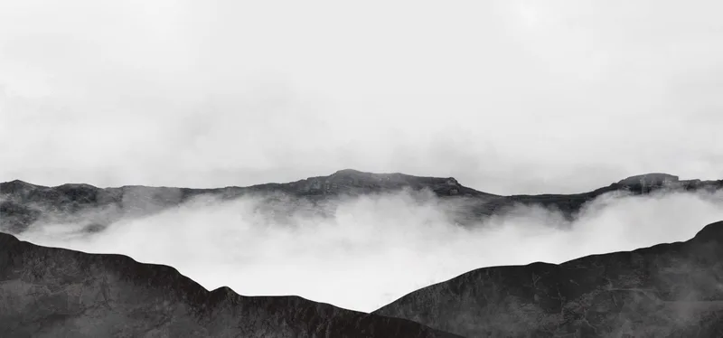 Quadro Paesaggio Astratto Paesaggio Montuoso Nebbioso In Grigio E Nero
