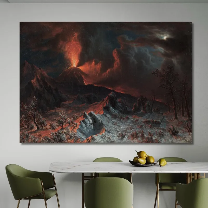 Il Vesuvio A Mezzanotte Albert Bierstadt quadro stampa su tela