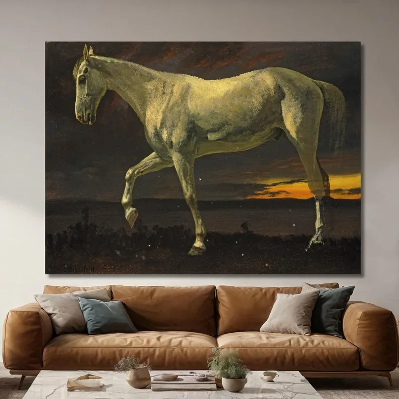 Cavallo Bianco E Tramonto Albert Bierstadt