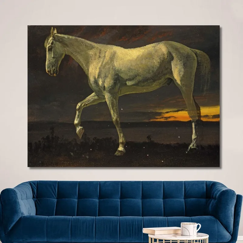 Cavallo Bianco E Tramonto Albert Bierstadt
