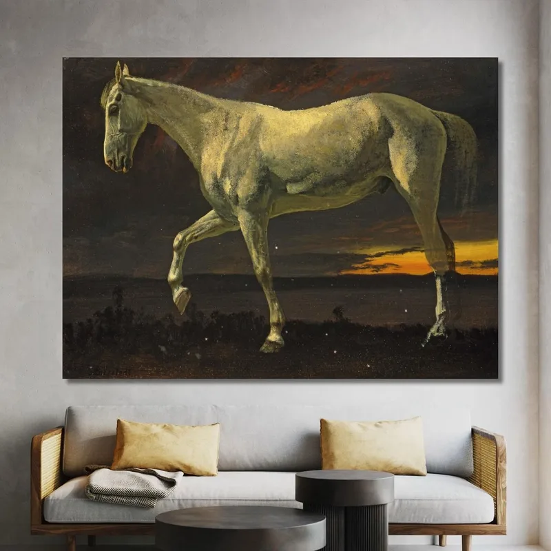 Cavallo Bianco E Tramonto Albert Bierstadt
