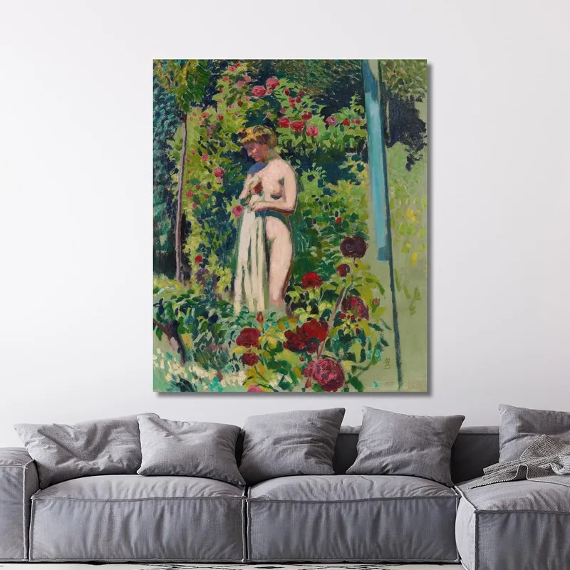 Nackte Blumennymphe Am Vorhang Im Garten Maurice Denis